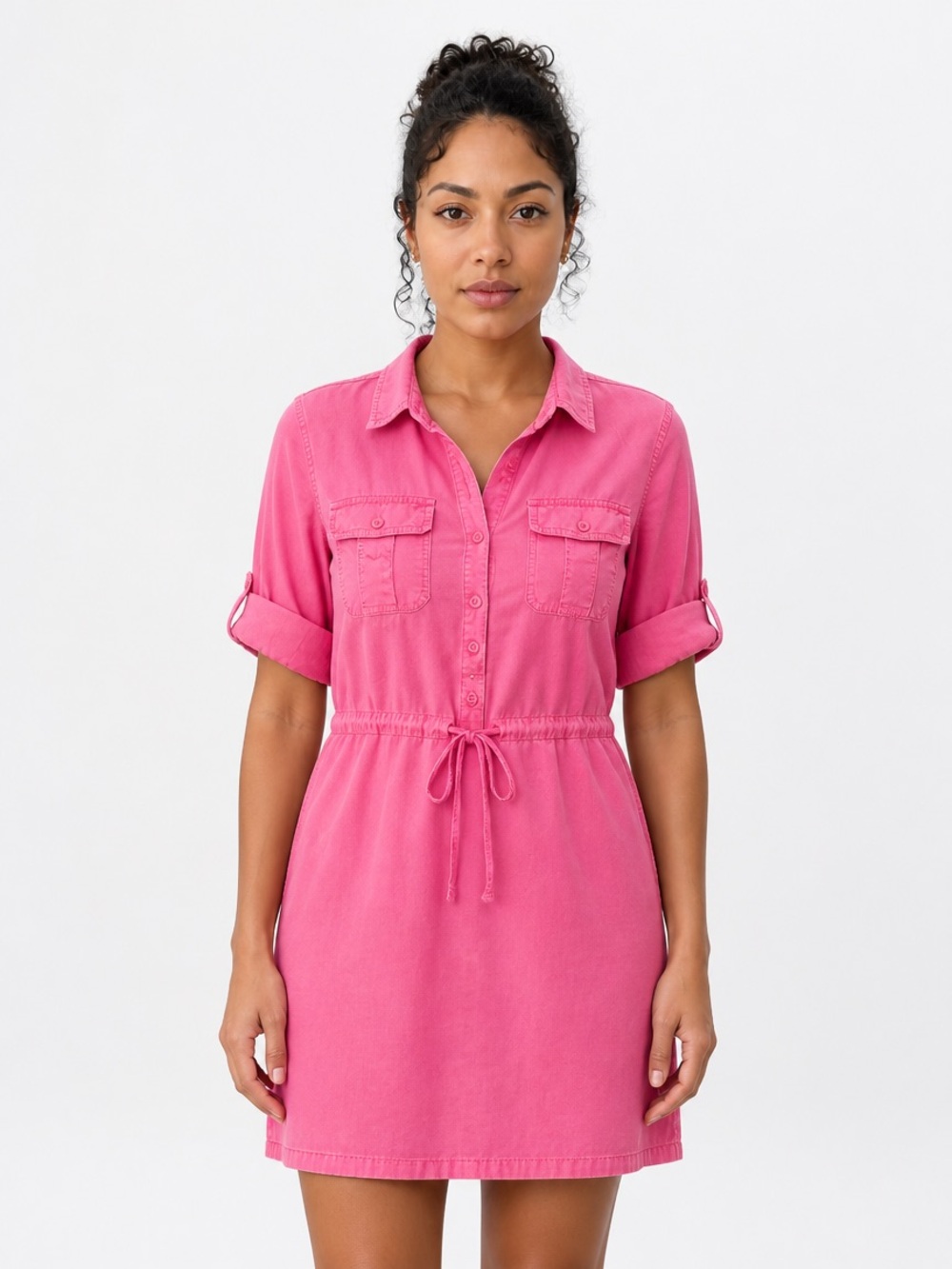 J.Crew Women’s Pink Cotton Button-Front Shirt Dress / Utility Dress – Size 8